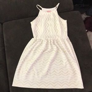 Love ...Ady White and Gold Fit and Flare Dress